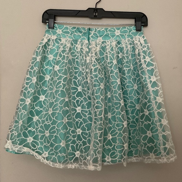 Modcloth Small Teal Floral Organza Skirt NWOT - Picture 5 of 11